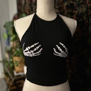 Grabby Skelton Halter Crop Top